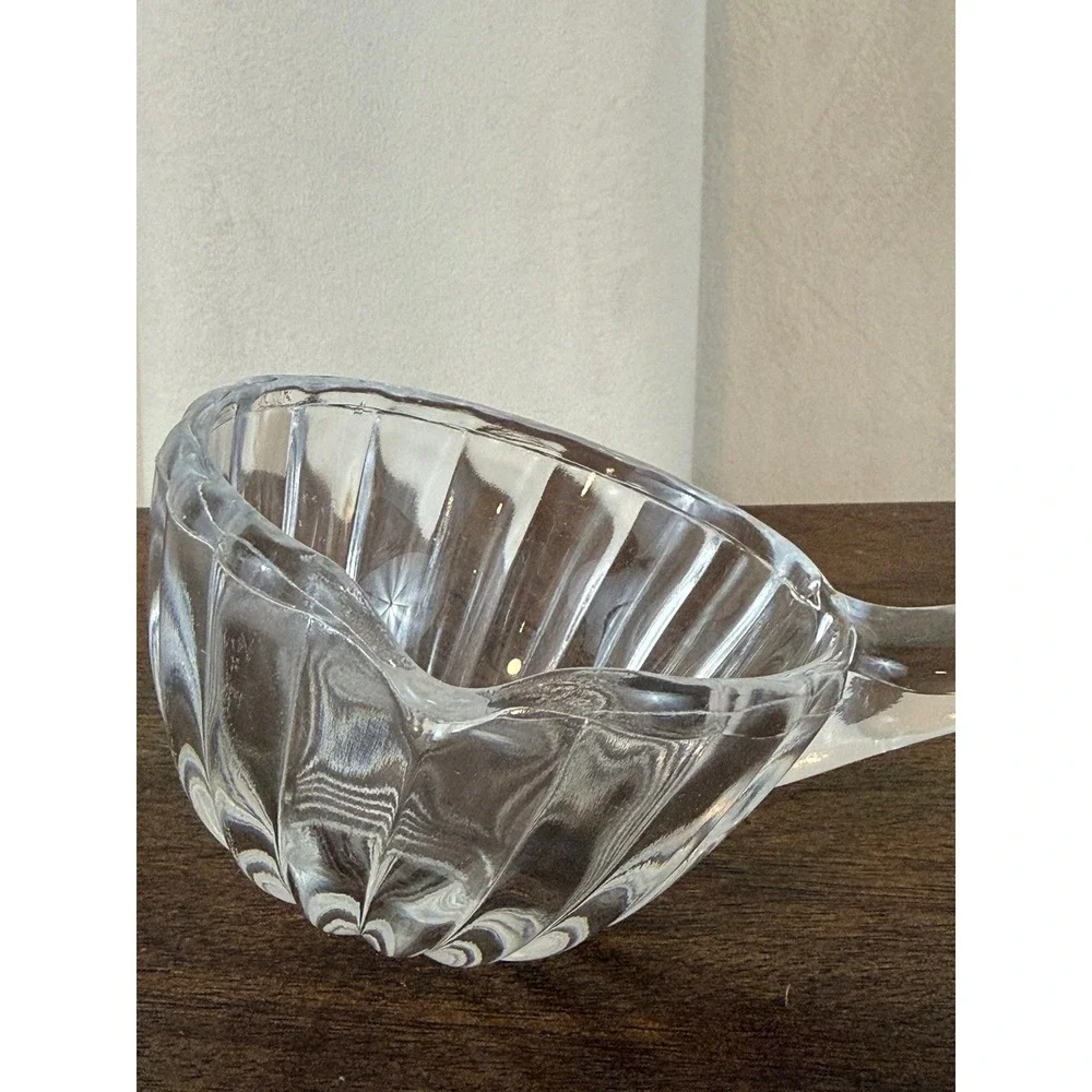 VTG Jeannette Glass National Log Cabin Clear Ribbed Punch Bowl Ladle 11.5